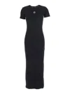 Marine Serre Black Long Dress With Crescent Moon Logo Embroidered On The Front