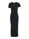 Marine Serre Black Long Dress With Crescent Moon Logo Embroidered On The Front