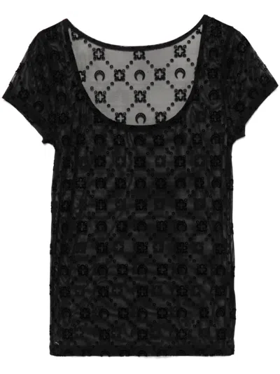 MARINE SERRE WOMEN BLACK MESH TOP, XS LUXURY TOPS FOR WOMEN DARVEYS