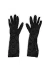 Marine Serre Black Monogram Mesh Gloves In Beige