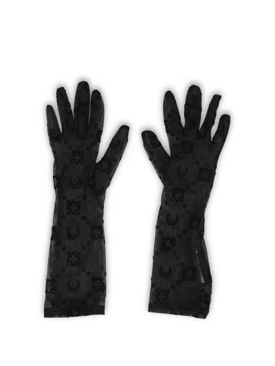 MARINE SERRE BLACK MONOGRAM MESH GLOVES