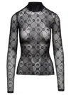 Marine Serre Tulle Top With Logo Embroidery In Black