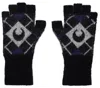 Marine Serre Black Moon Argyle Knit Fingerless Gloves In Bk99 Black