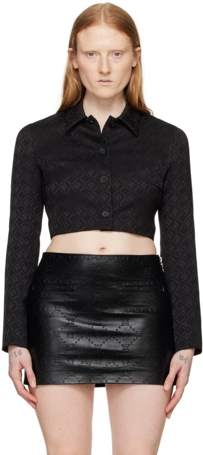 Marine Serre Cropped-jacke Aus Moon Diamant-jacquard In Black