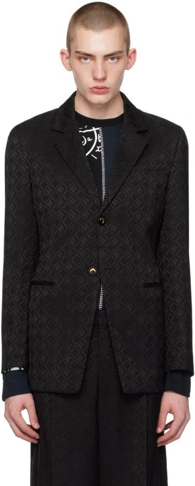 Marine Serre Black Moon Diamant Jacquard Blazer In Bk99 Black