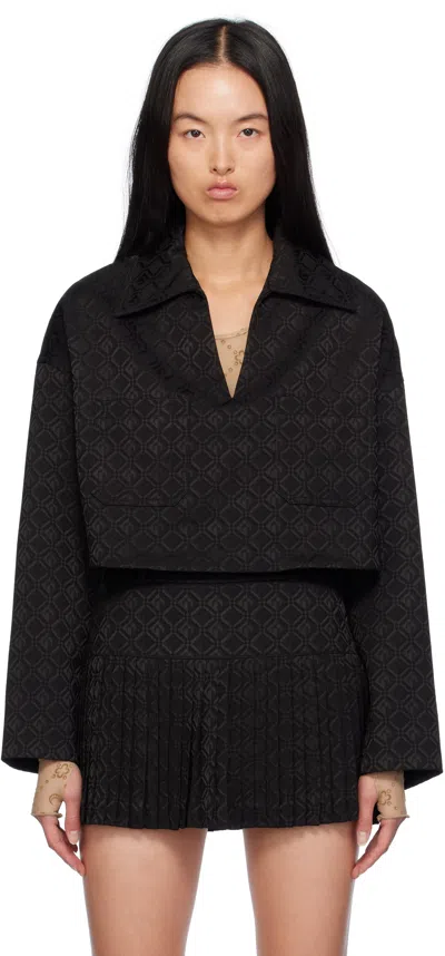 Marine Serre Black Moon Diamond Jacquard Tailoring Blouse In Bk99 Black