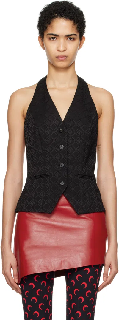 Marine Serre Moon-button Jacquard Vest In Bk99 Black