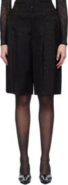 Marine Serre Black Moon Diamond Jacquard Tailoring Shorts In Bk99 Black