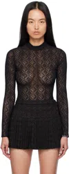 Marine Serre Black Moon Diamond Mesh Second Skin Top In Bk99 Black