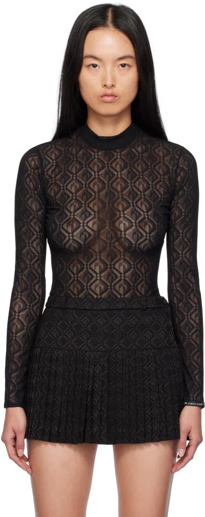 Marine Serre Black Moon Diamond Mesh Second Skin Top In Bk99 Black