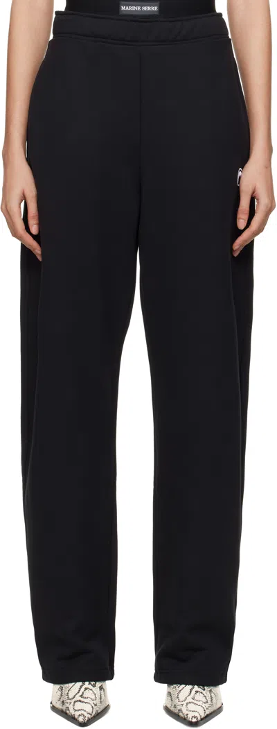Marine Serre Black Moon Logo Fleece Sweatpants In Bk99 Black