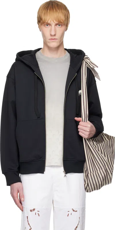 Marine Serre Black Moon Logo Fleece Zipped Hoodie