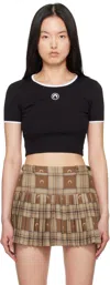 Marine Serre Brown Moon Checks Jacquard Pleated Miniskirt In Bk99 Black