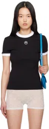 Marine Serre Black Moon Logo Jersey Fitted T-shirt In Bk99 Black