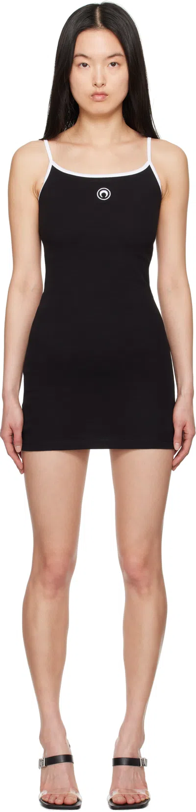 MARINE SERRE BLACK MOON LOGO JERSEY MINIDRESS