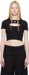 Marine Serre Black Moon Logo Ribbed Jersey Cut-out T-shirt