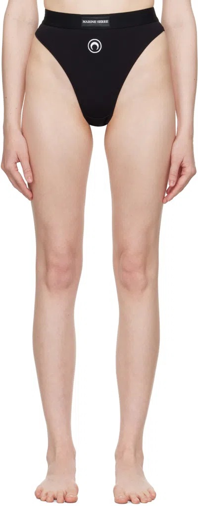 Marine Serre Black Moon Logo Stretched Jersey High-waist Briefs