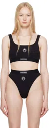 Marine Serre Black Moon Logo Stretched Jersey Sport Bra