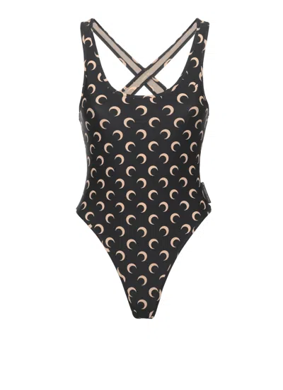 Marine Serre Black Moon Pattern Monokini Swimsuit
