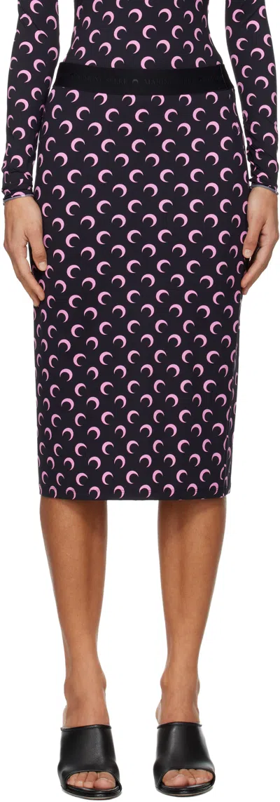 Marine Serre Black Moon Printed Jersey Midi Skirt