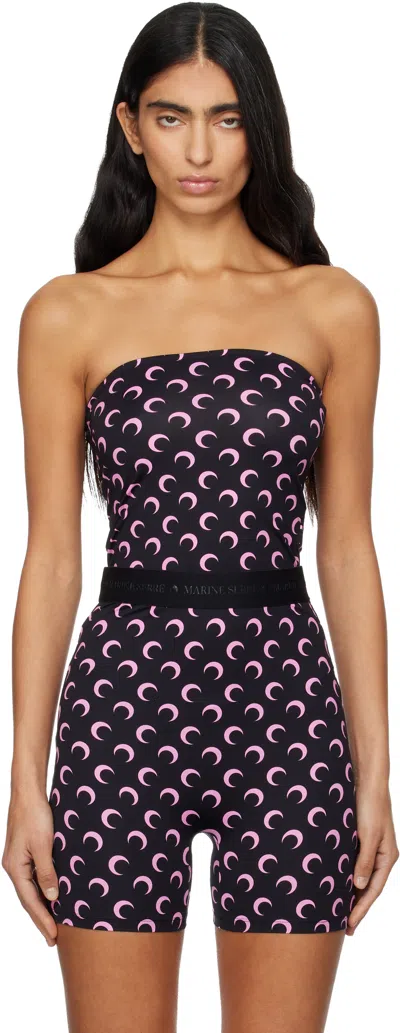 Marine Serre Moon Printed Jersey Sleeveless Top In Blue