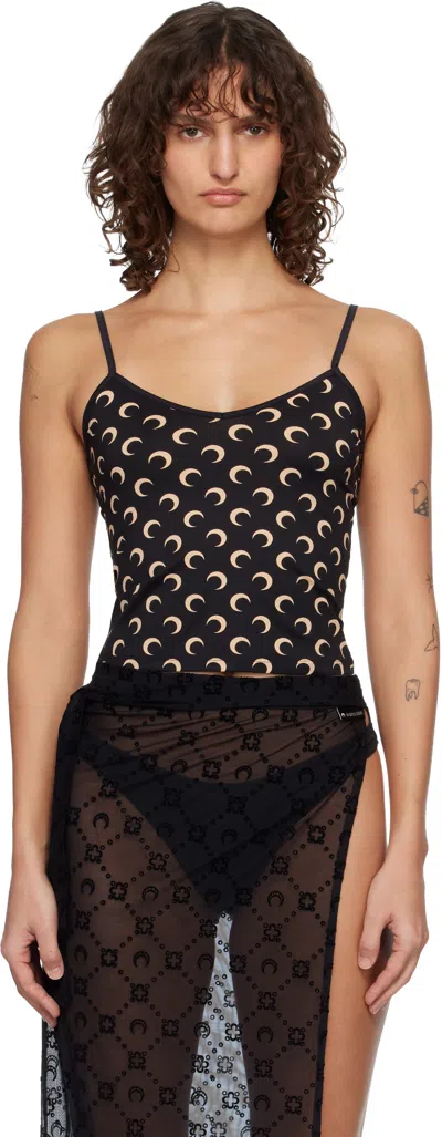 Marine Serre Black Moon Printed Jersey Straps Camisole In Brown