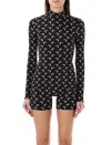 Marine Serre Long Sleeve Turtleneck Printed Blouse In Black