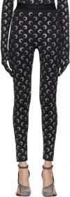 Marine Serre Crescent Moon-embellished Leggings In Bk95 Black Strass
