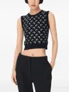 Marine Serre Crescent Moon Print Ribbed Trim Sleeveless Vest