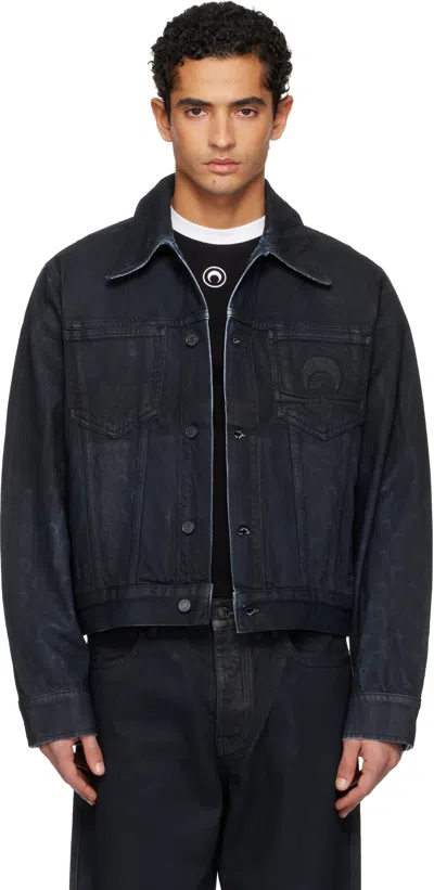 MARINE SERRE BLACK MOON WAXED DENIM JACKET