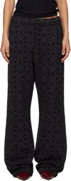Marine Serre Black Moonogram Flocked Fleece Sweatpants In Black