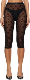 Marine Serre Black Moonogram Mesh Flock Capri Leggings In Black