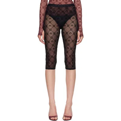 Marine Serre Black Moonogram Mesh Flock Capri Leggings