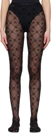 Marine Serre Moonogram Flocked Mesh Tights In Bk99 Black
