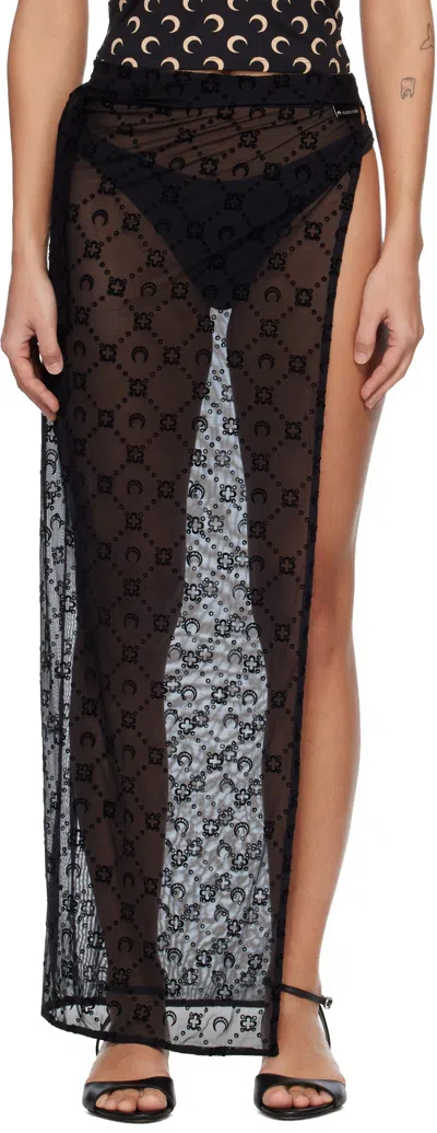 Marine Serre Black Moonogram Meshflock Cover-up Skirt