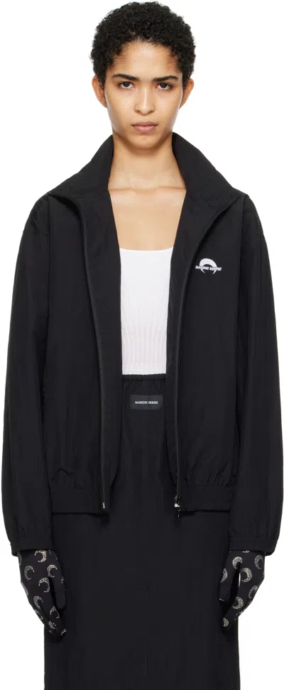 Marine Serre Black 'ms Sport' Nylon Track Jacket In Bk99 Black