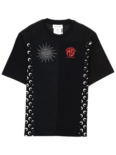 Marine Serre Black Patchwork Crescent Moon T-shirt