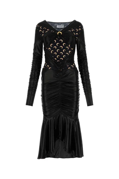 MARINE SERRE BLACK POLYESTER DRESS