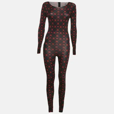 Pre-owned Marine Serre Black Printed Jersey Long Sleeve Jumpsuit M