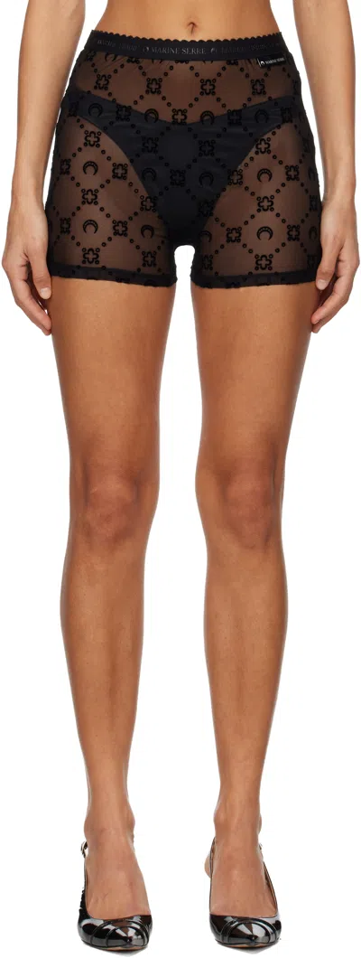 Marine Serre Black Recycled Mesh Flock Shorts