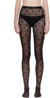 Marine Serre Crescent Moon Jacquard Tights In Black