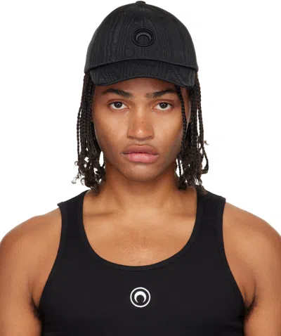 Marine Serre Black Recycled Moire Baseball Cap