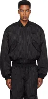 Marine Serre Black Recycled Moiré Bomber Jacket In Bk99 Black