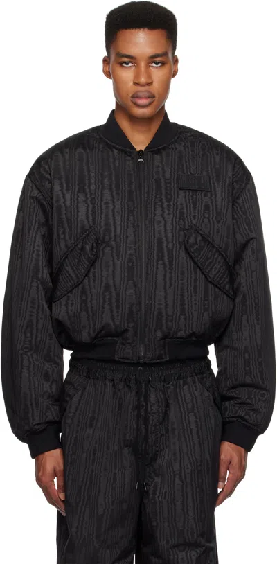 Marine Serre Black Recycled Moiré Bomber Jacket In Bk99 Black