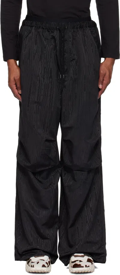 Marine Serre Black Recycled Moiré Parachute Sweatpants In Bk99 Black