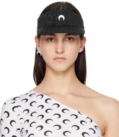 Marine Serre Black Recycled Moire Visor Cap In Bk99 Black