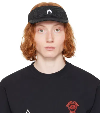 Marine Serre Black Recycled Moire Visor Cap In Bk99 Black