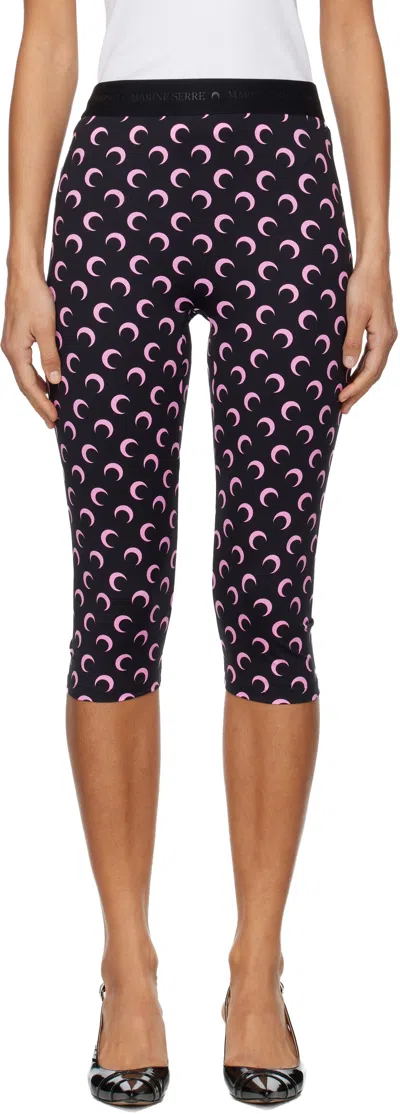 Marine Serre Black Recycled Moon Jersey Capri Leggings
