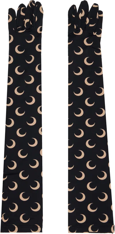 Marine Serre Black Recycled Moon Jersey Long Gloves