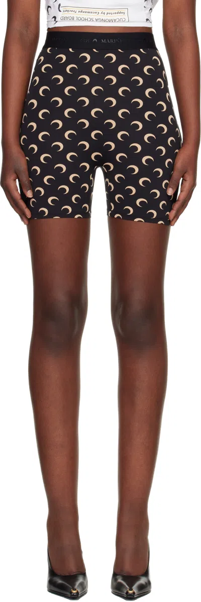 Marine Serre Black Recycled Moon Jersey Mini Shorts